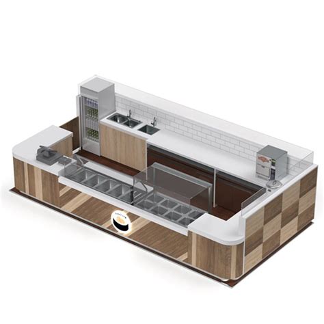 20 By 10 Ft Solid Wood Sushi Kiosk Retail Food Kiosk For Sale Mall