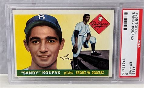 PSA 6 1955 Topps 123 Sandy Koufax Rookie Card RC PSA 6 Brooklyn