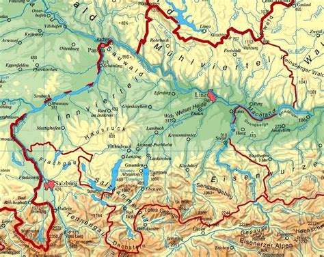 Oberöstererich Landkarte österreich Kartographie Landkarte