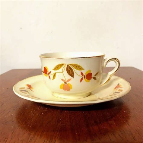 Vintage Hall China Jewel Tea Autumn Leaf Tea Cup And Saucer Etsy