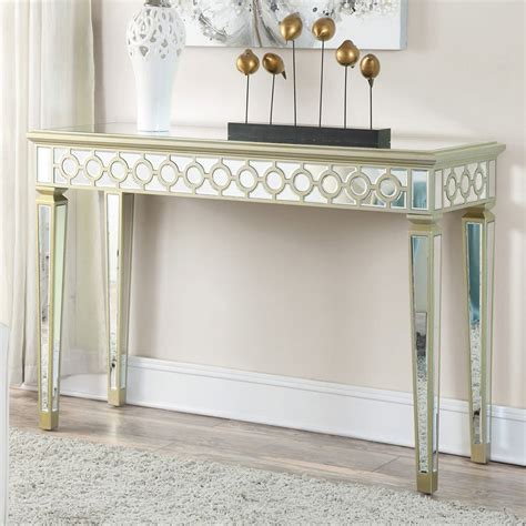 Mirrored Console Table W/ Gold Trim Coaster Furniture | Furniture Cart