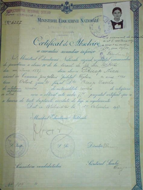 Certificat De Absolvire Liceul De Fete Din Cetatea Alba Okazii Ro