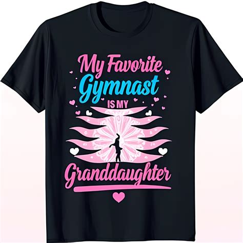 Black T Shirt With Pink And White My Favorite Gymnast Is My