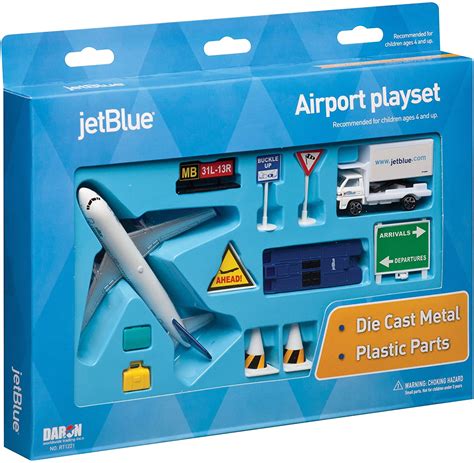 Daron Jet Blue Die Cast Airport Playset 11 Pieces In Set Children