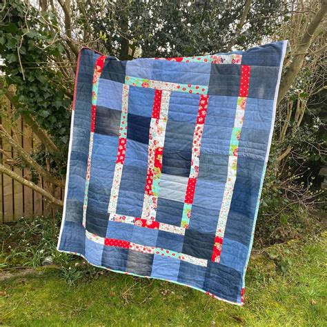 Quick Denim Quilt Improv Quilt With Instructions Scrap Fabric Love