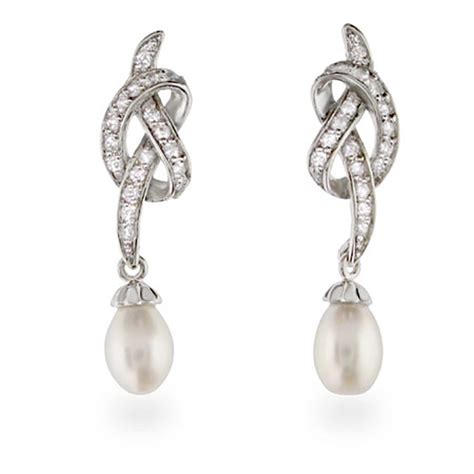 Vintage Style Cz Freshwater Pearl Drop Earrings Eve S Addiction