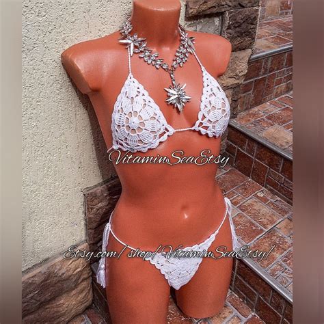 Sexy Bikini Set Flower Shaped Top Cheeky Tanga Bikini Thong Etsy
