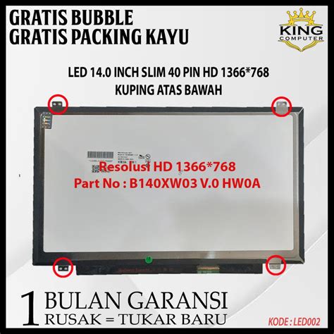 Jual Led Lcd Laptop Inch Slim Pin Kuping Atas Bawah Asus