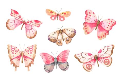 Colección de mariposas de acuarela Vector Gratis