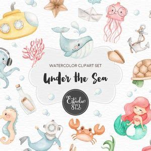 Under The Sea Watercolor Clipart Set