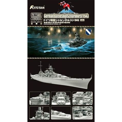 Flyhawk Model 1 700 German Navy Battleship Scharnhorst 1943 Deluxe Edition Plastic Model