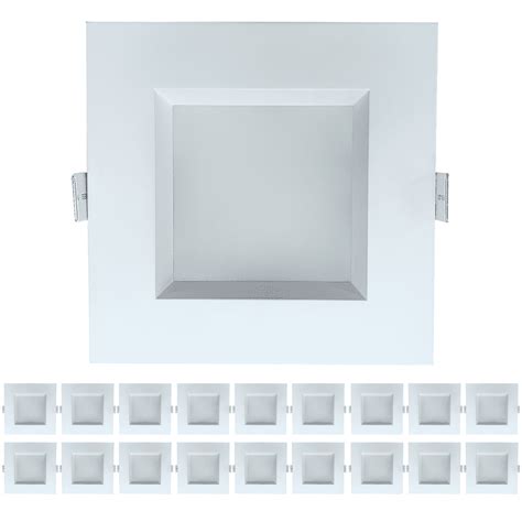 Perlglow 18 Pack 5 Inch Slim Square Downlight Luminaire White Finish