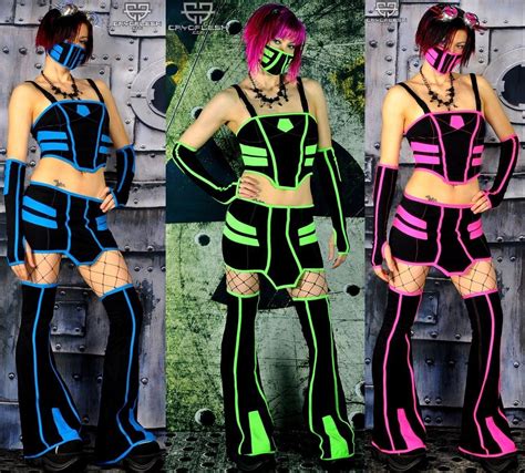 Cryoflesh Cryo Tron Gogo Cyber Goth Punk Rave Ebm Emo Clubwear Outfit