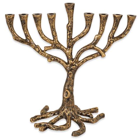 Hanukkah Ts Menorahs Gold Tone Tree Of Life Menorah