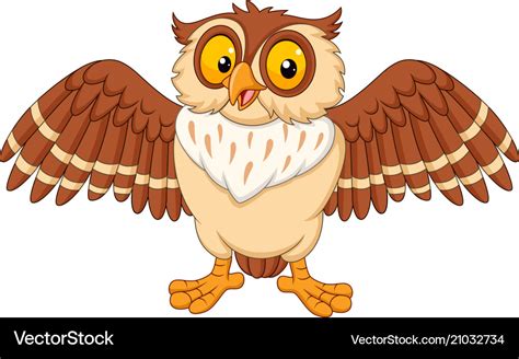 Cartoon Happy Owl Isolated On White Background Vector Image