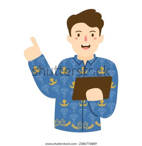 Civil Servant Man Wearing Korpri Uniform Stock Vector Royalty Free