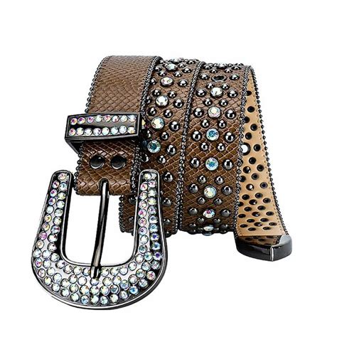 Men S Rhinestone Belt AB Rhinestone Belt Brown Bling Belt Western