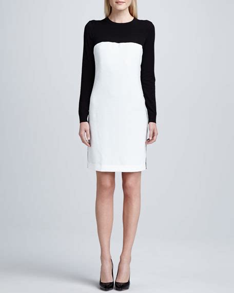 Dkny Long Sleeve Colorblock Knit Dress