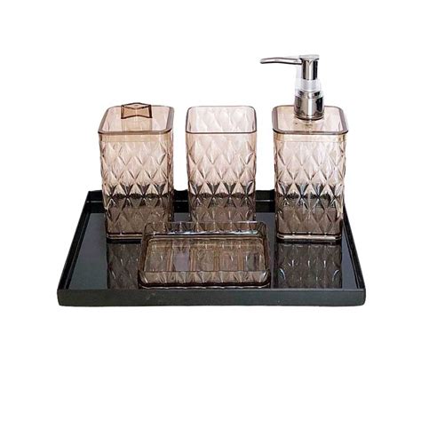 Kit Bandeja Decorativa Para Lavabo Porta Escova Dentes Cotonete