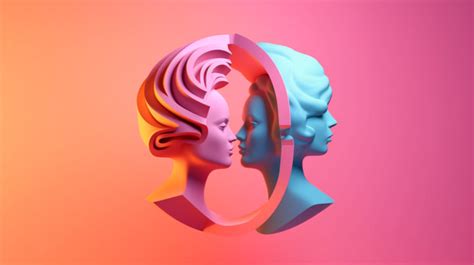 3d Illustration Of Male And Female Heads On Gender Symbols Background Sex Logo Sex Symbol