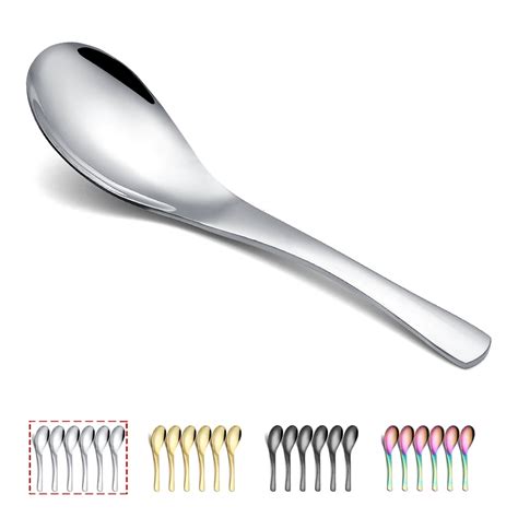 Stainless Steel Chinese Soup Spoons Pack Of 12 Plus 1 Free Cutlery Spoons