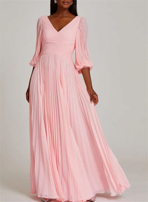 Pleated Long Sleeves A Line Evening Dresses Missacc