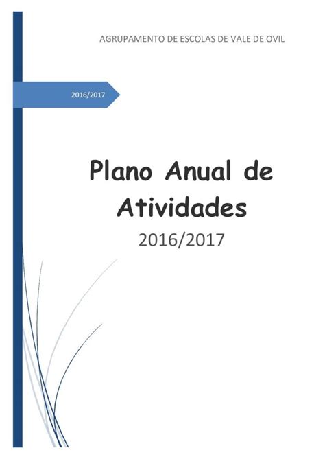 Pdf Plano Anual De Atividades Agrupamento Vale Ovil Edu Pt Ano