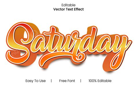 Saturday 3d Text Style Vector Illustrations Effect 3d Text Effects