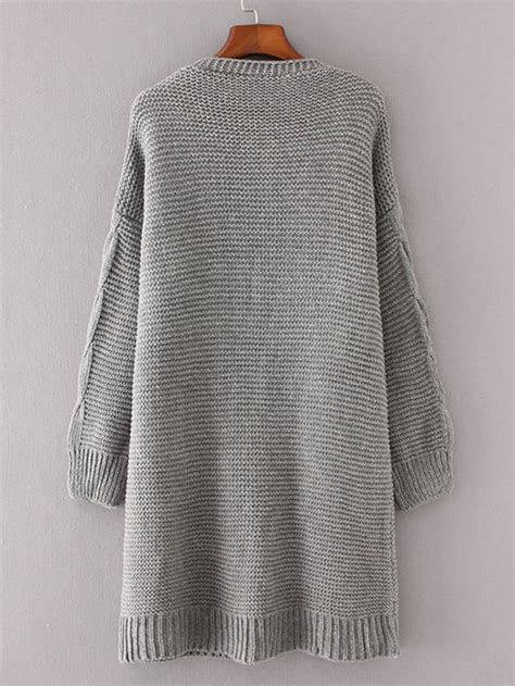 Cable Knit Longline Chunky Cardigan Shein Sheinside