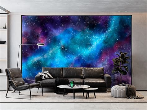 Nebula Space Galaxy Wall Art Mural Wallpaper Night Starry Sky Planet