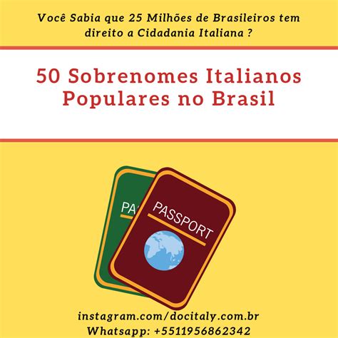 Sobrenomes Italianos Populares No Brasil Seu Nome Est Na Lista