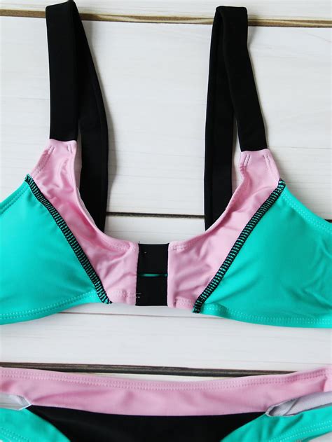 Color Block Cutout Detail Bikini Set Shein Sheinside