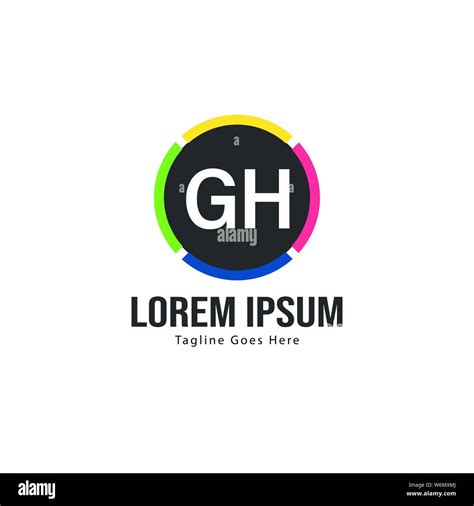 Logotipo De GH Inicial Plantilla Con Bastidor Moderno GH Carta