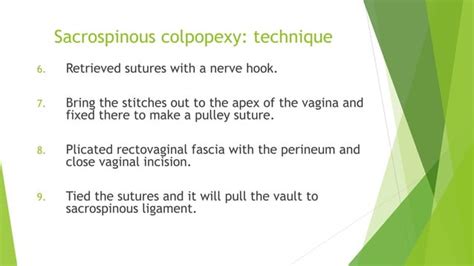 Sacrospinous Colpopexy Amreich Richter Technique For Vaginal Vault