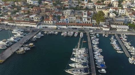 Aerial View Of Perdika Village In Aegina Stock Video Pond5