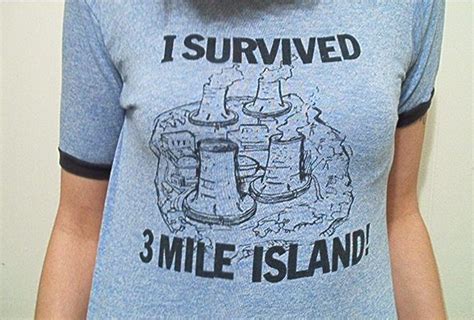 Vintage 70s 80s I Survived Three Mile Island Heather Blue Ringer T