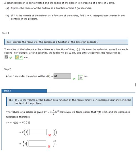 Solved A Spherical Balloon Is Being Inflated And The Radius Chegg