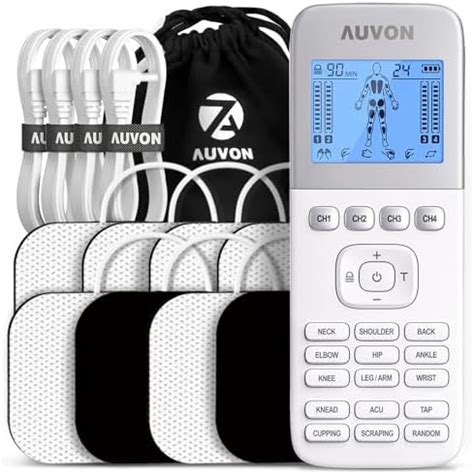 AUVON 4 Outputs 24 Modes Rechargeable TENS Unit EMS Muscle Stimulator