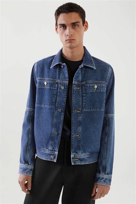 Cos Cropped Denim Jacket In Blue Endource