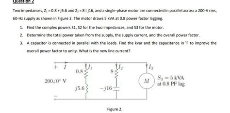 Solved Two Impedances Z1 0 8 J5 6 And Z2 8ij16 And A Chegg