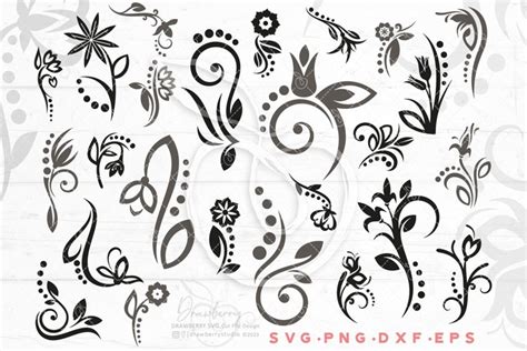 Dots And Floral Swirls Svg Decorative Flourish Svg Svg381