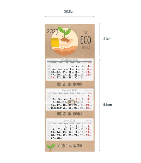 Kalendarz trójdzielny Eko Producent kalendarzy firmowych z logo na