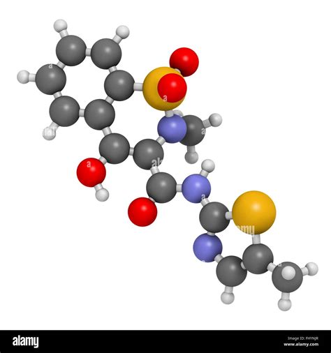 Meloxicam Nsaid Drug Molecule Atoms Are Represented As Spheres And Are