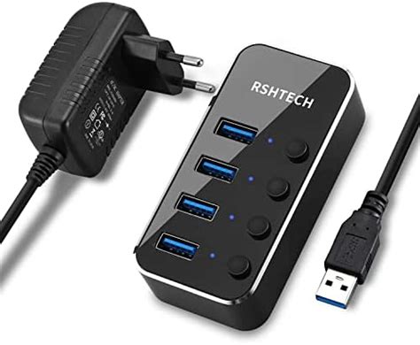 RSHTECH Hub USB 3 0 Alimentato Con Alimentazione 10W Hub USB 3 0 A 7