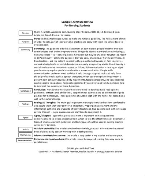 Free 12 Sample Literature Review Templates In Pdf Word