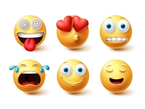 Emoji Vektor Set Emoticon Gl Cklich Verliebt Und Weinende Gesichter