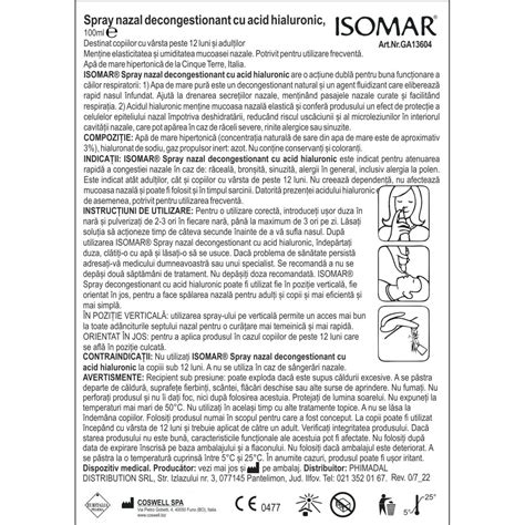 Isomar Spray Nazal Cu Efect Decongestionant Cu Apa De Mare