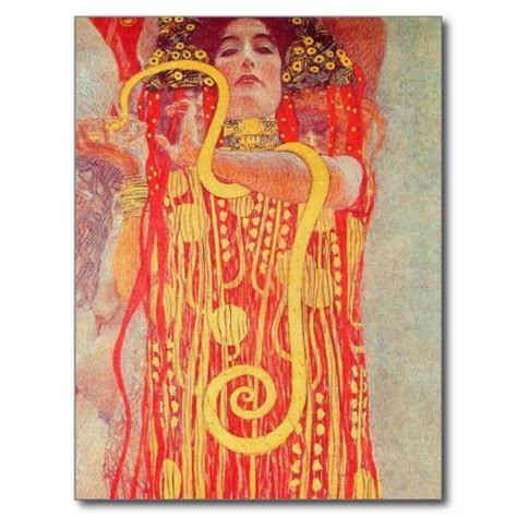 Gustav Klimt Red Woman Gold Snake Painting Postcard Zazzle Klimt