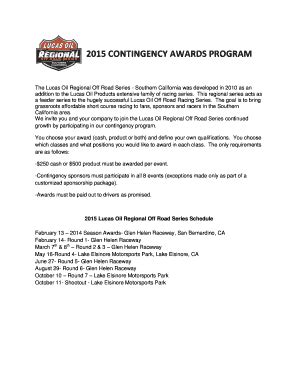 Fillable Online Contingency Awards Program The Lucas Oil Regional