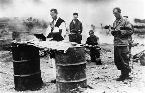 Clergyman Prays For Fallen Gis During The Battle Of Ie Shima